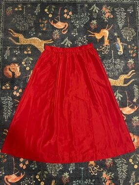 Festive Holiday Taffeta Skirt with Pockets Red Large